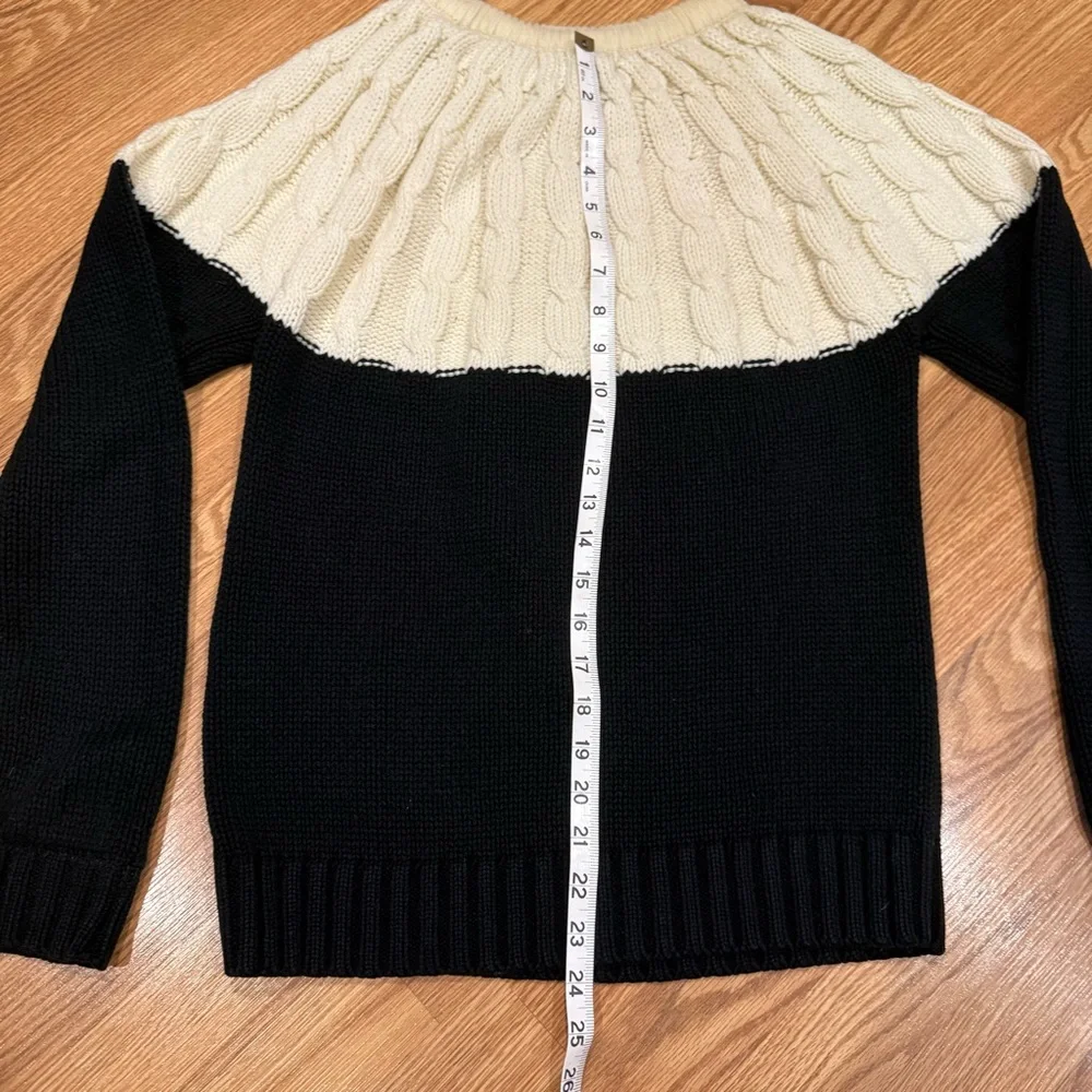 Vintage National Shirt Shops‎ Cable Knit Yoke Sweater cream, black Size Medium